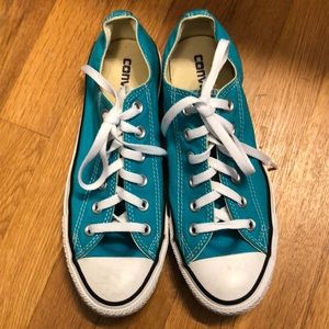 Converse “Chuck Taylor” in turquoise. Women size 8. EUC